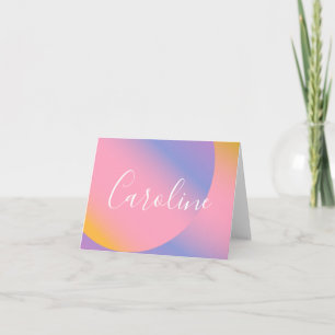 Bright Pastel Gradient Name Stationery Modern Note Card