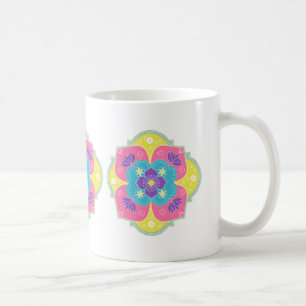 Bright Pastel Lotus Rangoli Coffee Mug