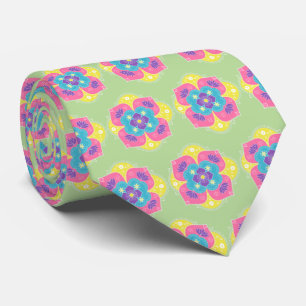 Bright Pastel Lotus Rangoli Neck Tie