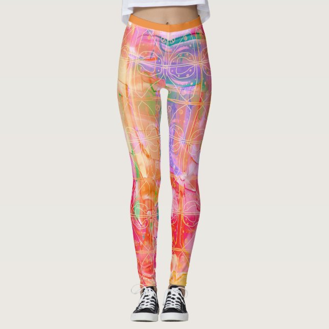 Bright Pastel Pattern Leggings (Front)