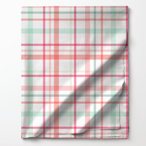 Bright Pastel Pink And Green Plaid Pattern Fabric