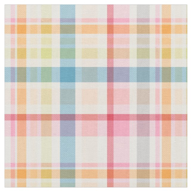 Bright Pastel plaid multicolour clan tartan Fabric (Close Up)