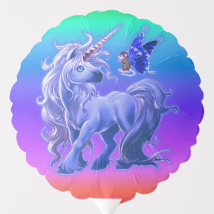 Bright Pastel Rainbow Blue Unicorn Balloon