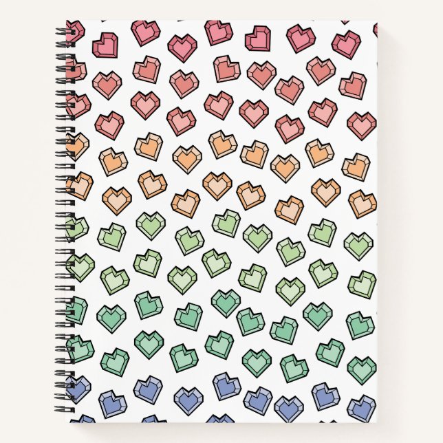 Bright Pastel Rainbow Gemstone Heart pattern Notebook (Front)
