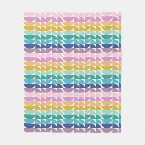 Bright Pastel Rainbow Geometric Shapes Pattern   Fleece Blanket