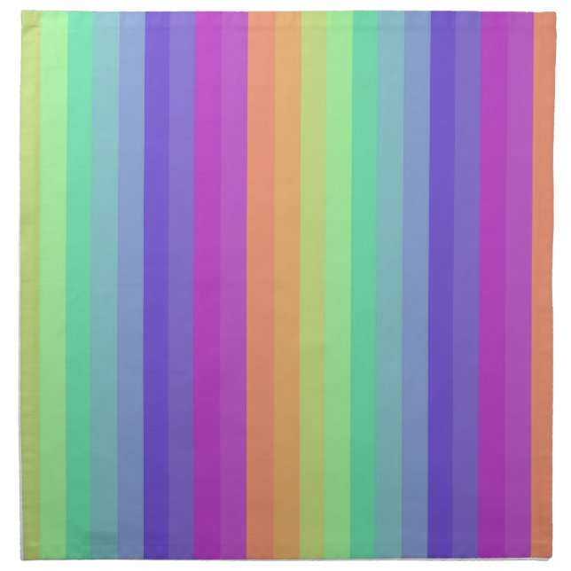 Bright Pastel Rainbow Stripe Cloth Napkin (Front)
