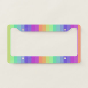 Bright Pastel Rainbow Stripe License Plate Frame