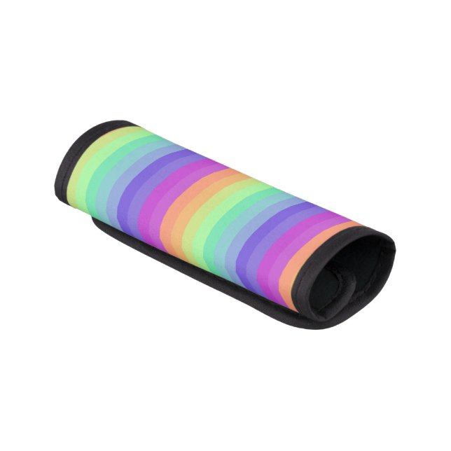 Bright Pastel Rainbow Stripe Luggage Handle Wrap (Angled)