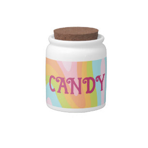 Bright pastel rainbow swirl candy jar