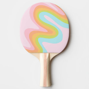 Bright pastel rainbow swirl ping pong paddle