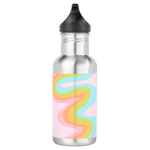 Bright pastel rainbow swirl stainless steel water bottle