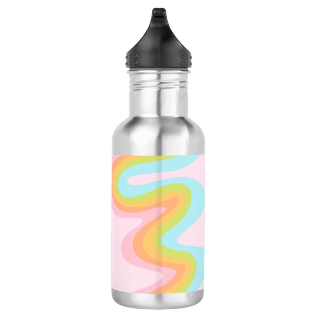 Bright pastel rainbow swirl stainless steel water bottle (Right)