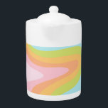 Bright pastel rainbow swirl teapot<br><div class="desc">Pastel rainbow squiggle perfect for a modern fun style</div>