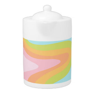 Bright pastel rainbow swirl teapot