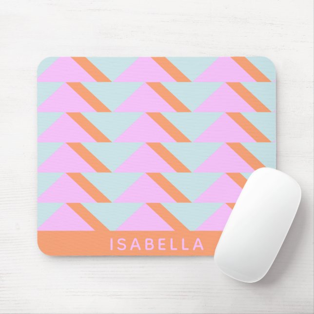 Bright Pastel Retro Geometric Pattern Personalized Mouse Pad (With Mouse)