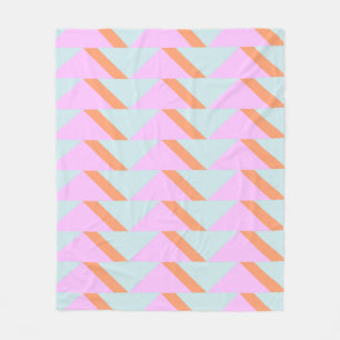Bright Pastel Retro Geometric Pattern Pink Aqua Fleece Blanket