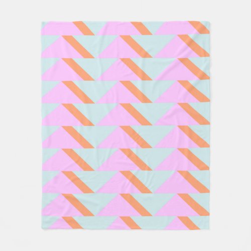 Bright Pastel Retro Geometric Pattern Pink Aqua  Fleece Blanket