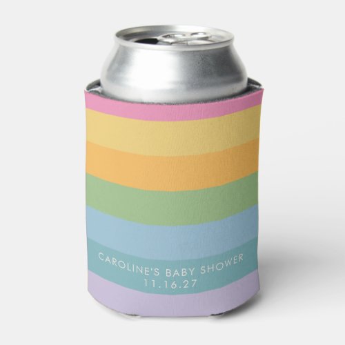 Bright Pastel Stripe Purple Custom Baby Shower  Can Cooler