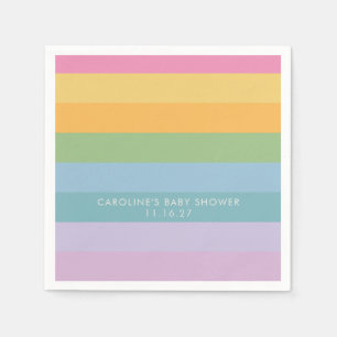 Bright Pastel Stripe Purple Custom Baby Shower Napkins