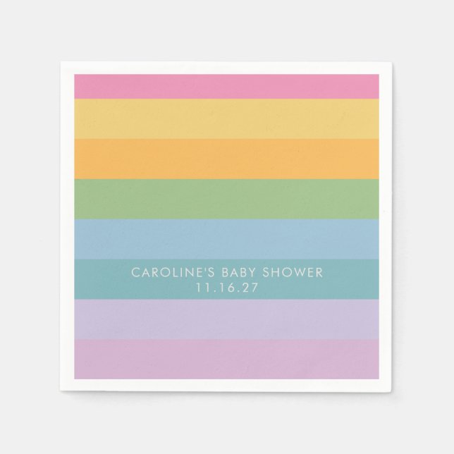 Bright Pastel Stripe Purple Custom Baby Shower Napkins (Front)