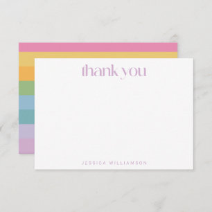 Bright Pastel Stripe Purple Custom Baby Shower Thank You Card