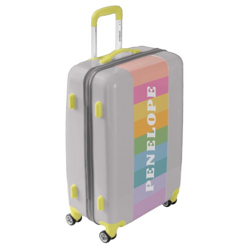 Bright Pastel Stripe Rainbow Personalized Name Luggage