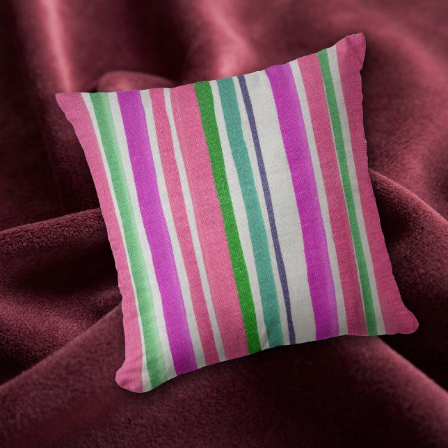 Bright Pastel Stripes Pillow (Creator Uploaded)