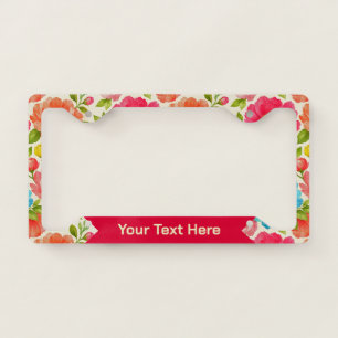 Bright Pastel Watercolor Peony Garden Pattern License Plate Frame