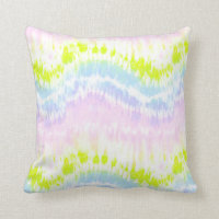 Bright Pastel Watercolor Tie Dye Pattern Throw Pillow