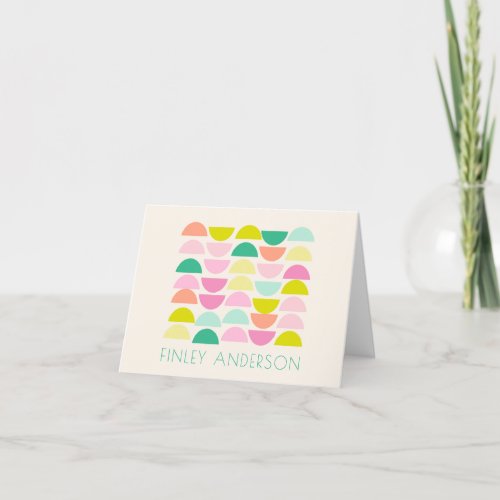 Bright Pastels Geometric Shapes Pink Personalized Thank You Card
