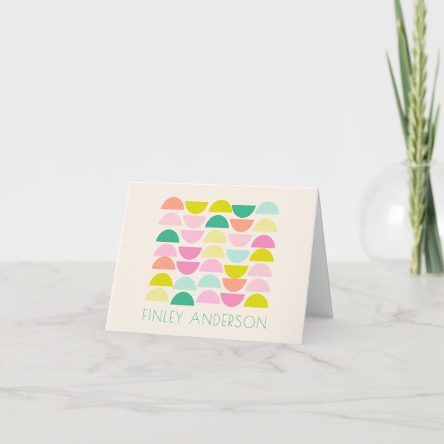 Bright Pastels Geometric Shapes Pink Personalized Thank You Card (Front)