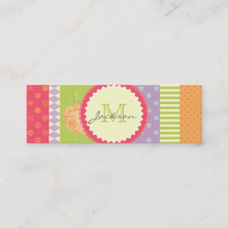 Bright Patchwork-Style Multipatterned Mini Business Card