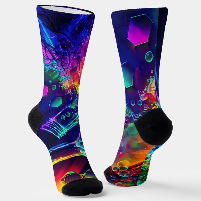 Bright pattern chemistry geometric cool socks (Angled)
