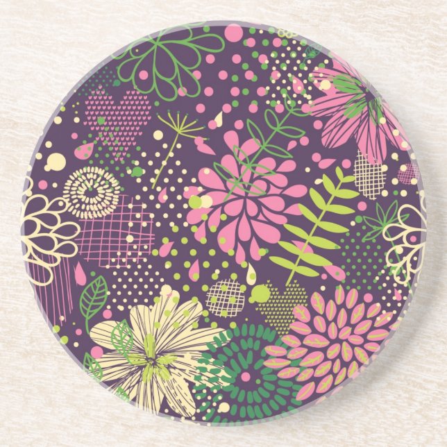 Bright pattern drink coaster (Front)