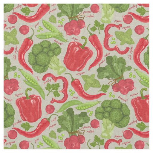 Bright pattern from fresh vegetables fabric