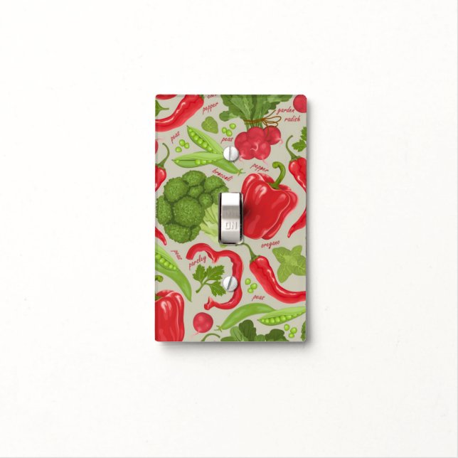 Bright pattern from fresh vegetables light switch cover (In Situ)