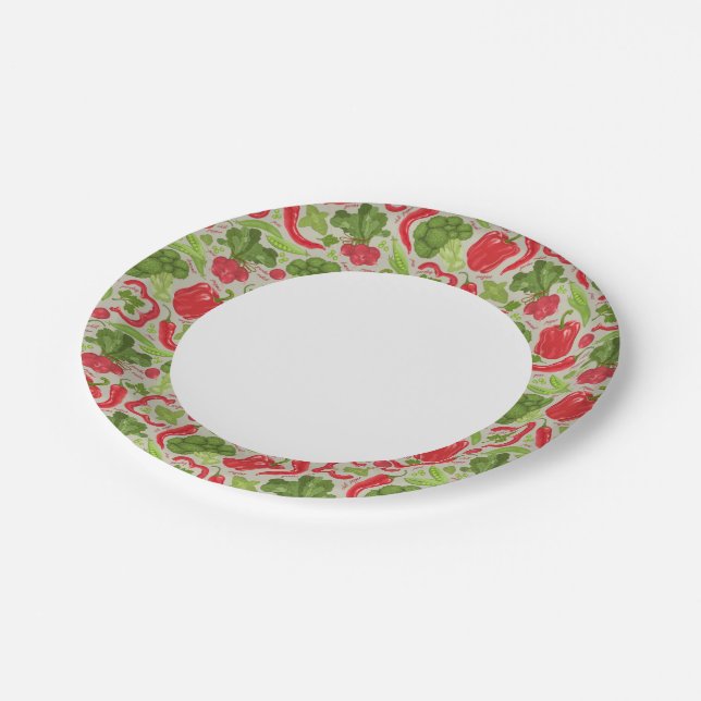 Bright pattern from fresh vegetables paper plates (Angled)