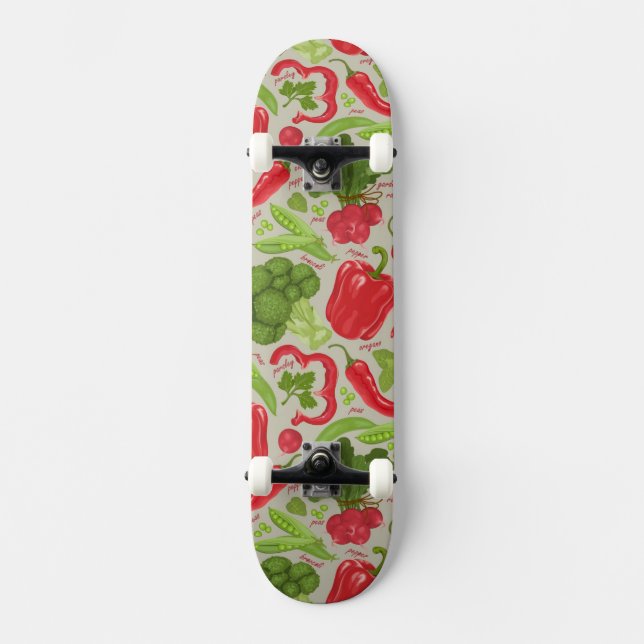 Bright pattern from fresh vegetables skateboard deck (Front)
