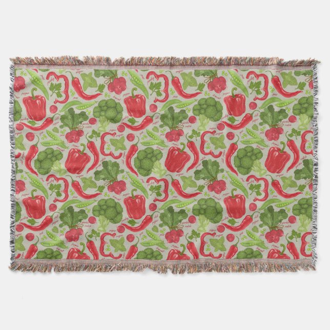 Bright pattern from fresh vegetables throw blanket (Front)