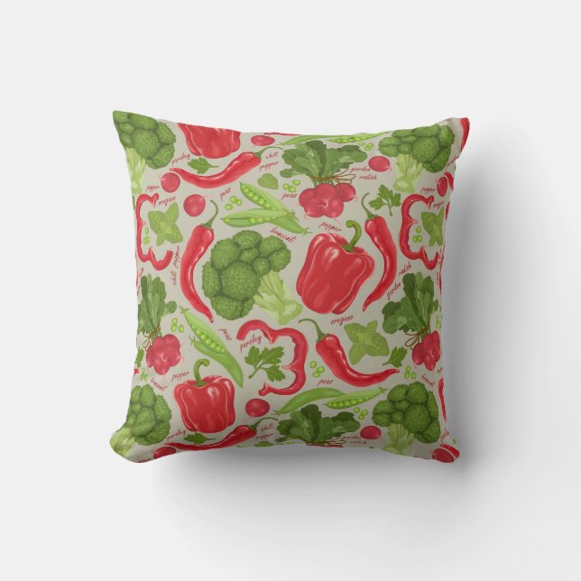 Bright pattern from fresh vegetables throw pillow (Front)
