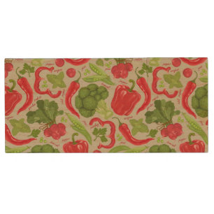 Bright pattern from fresh vegetables wood flash drive