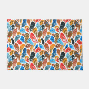 Bright pattern with bird feathers doormat
