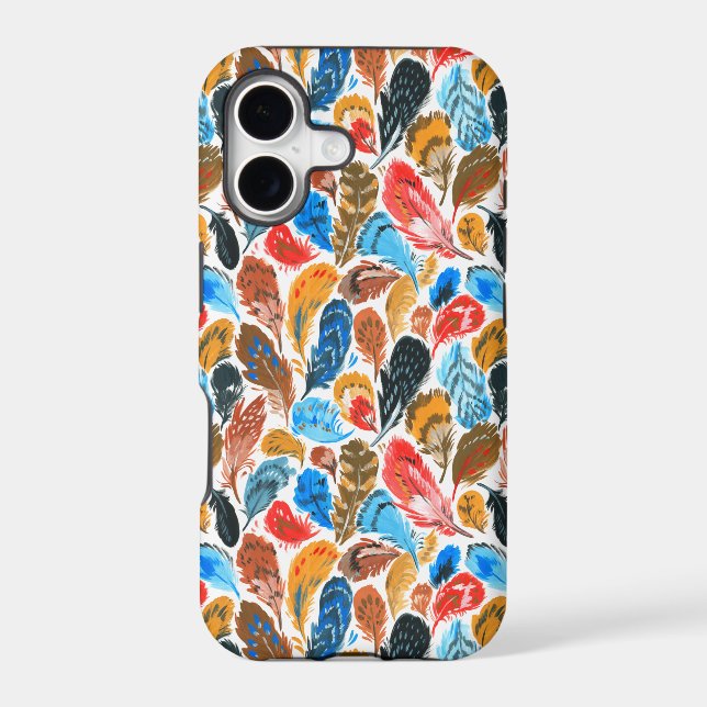 Bright pattern with bird feathers iphone case (Back)