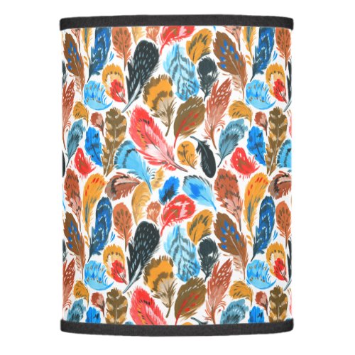 Bright pattern with bird feathers lamp shade