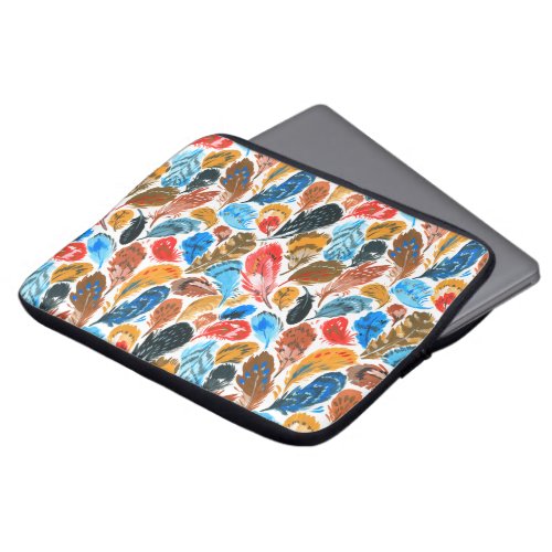 Bright pattern with bird feathers laptop sleeve