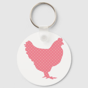 Bright patterned chicken keychain