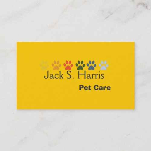 Bright Paws Colorful Paw Prints Pet Care Business Card