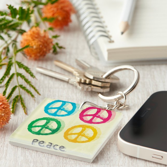 Bright Peace Symbols 1960s Inspired Keychain (Creator Uploaded)