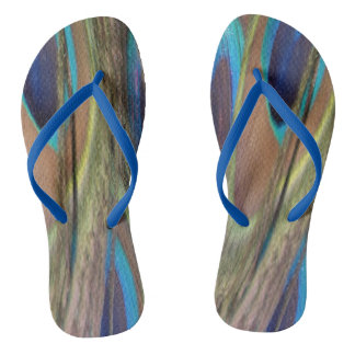 Bright Peacock Feathers Adult Flip Flops