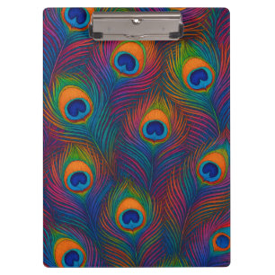 Bright Peacock Feathers Clipboard